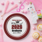 Assiettes En Carton Personalized Maroon Class of 2026 Graduation Party (Fête)