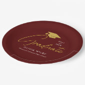 Assiettes En Carton Personalized Maroon Grad Plates – Party Ready (Angle)