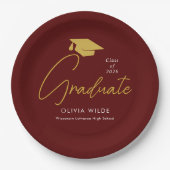 Assiettes En Carton Personalized Maroon Grad Plates – Party Ready (Devant)