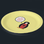 Assiettes En Carton Personalized Ms. Penguin Albania Party<br><div class="desc">Ms. Penguin visits Albania wearing a vest with the Albanian flag to celebrate cultural pride, heritage, and ancestry. She joins birthdays, retirement parties, and family reunions, as well as Penguin Awareness Day (Jan 20) and World Penguin Day (Apr 25). Add your message in her speech bubble on these personalized party...</div>