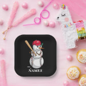 Assiettes En Carton Personalized Name Baseball Snowman Balls Snow Xmas (Fête)