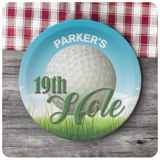 Assiettes En Carton PERSONALIZED NAME Golfer Golf Pro Ball 19th Hole