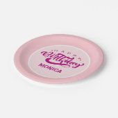 Assiettes En Carton Personalized Pink Happy Birthday (Angle)