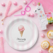 Assiettes En Carton Personalized Pink Ice Cream Cone Birthday (Fête)