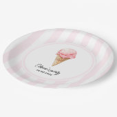 Assiettes En Carton Personalized Pink Ice Cream Cone Birthday (Angle)