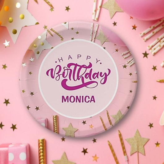 Assiettes En Carton Personalized PRETTY Happy Birthday