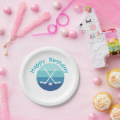 Assiettes En Carton Personalized Retro Ice Hockey Birthday  (Fête)