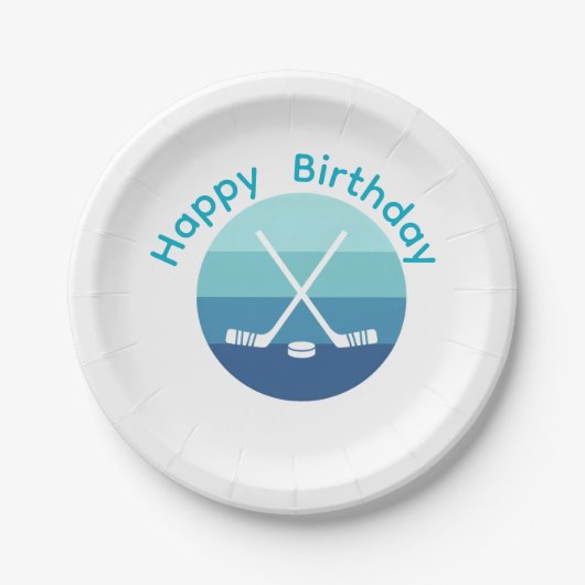 Assiettes En Carton Personalized Retro Ice Hockey Birthday  (Devant)