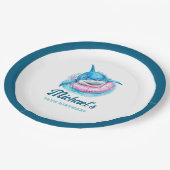Assiettes En Carton Personalized Shark Pool Party (Angle)