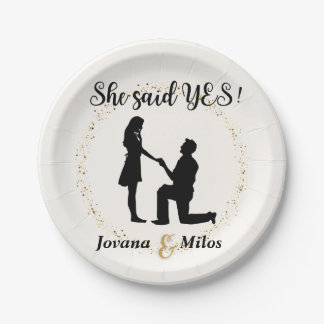 Assiettes En Carton Personalized She said Yes Engagement Plate 