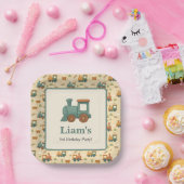 Assiettes En Carton Personalized Train Birthday Party  (Fête)