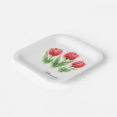 Assiettes En Carton Personalized Watercolor Red Tulips  (Angulaire)