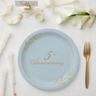 Assiettes En Carton Personalizes Anniversary with Golden Frame