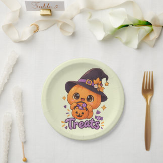 Assiettes En Carton Personnage de citrouille mignon 🎃🧡