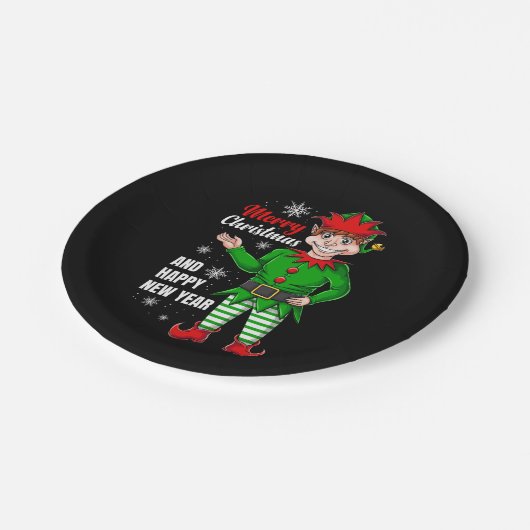 Assiettes En Carton personnage elf père Noël (Angle)