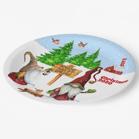 Assiettes En Carton Personnalisable Accueil Sweet Home Gnome Winter Sc (Angle)