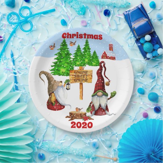 Assiettes En Carton Personnalisable Accueil Sweet Home Gnome Winter Sc (Fête)