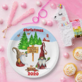 Assiettes En Carton Personnalisable Accueil Sweet Home Gnome Winter Sc (Fête)