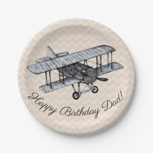 Assiettes En Carton Personnalisable Biplane vintage