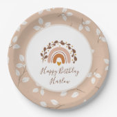 Assiettes En Carton Personnalisable Boho Rainbow Happy Birthday Plates (Devant)
