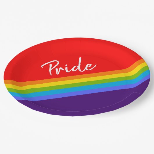 Assiettes En Carton Personnalisable Bold & Bright Rainbow LGBT Gay pri (Angle)