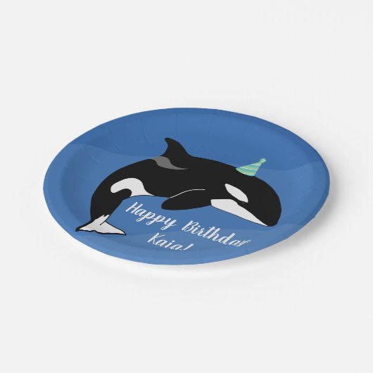 Assiettes En Carton Personnalisable Orca Killer Whale Anniversaire (Angle)