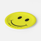 Assiettes En Carton Personnalisation du graphique Happy Face| Jaune (Angle)