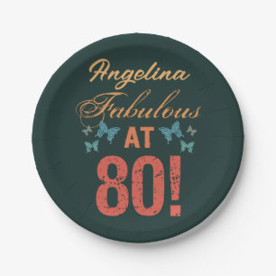 Assiettes En Carton Personnalisé 80e anniversaire Fabuleux