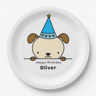 Assiettes En Carton Personnalisé avec le nom du chien d'anniversaire
