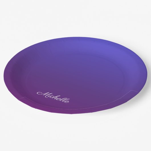 Assiettes En Carton Personnalisé bleu et violet ombre (Angle)