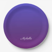 Assiettes En Carton Personnalisé bleu et violet ombre (Devant)
