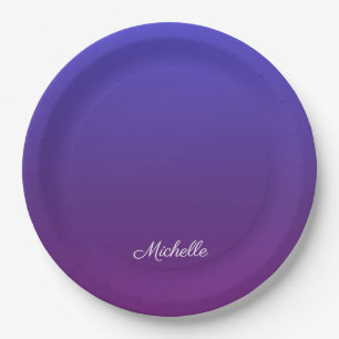 Assiettes En Carton Personnalisé bleu et violet ombre