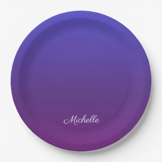 Assiettes En Carton Personnalisé bleu et violet ombre (Devant)