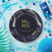 Assiettes En Carton Personnalisé Blue Agate Mariage M. Mme (Fête)
