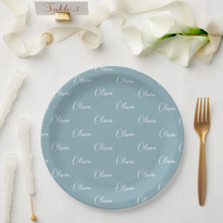 Assiettes En Carton Personnalisé Blue Girly Nom élégant