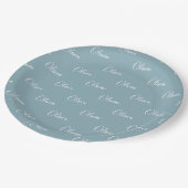 Assiettes En Carton Personnalisé Blue Girly Nom élégant (Angle)