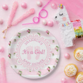 Assiettes En Carton Personnalisé C'est une Fille Baby shower rose Plaq (Fête)