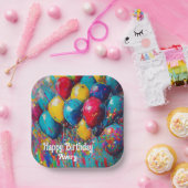 Assiettes En Carton Personnalisé Coloré Amusant Ballons d'anniversaire (Fête)