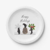 Assiettes En Carton Personnalisé Cute Funny Penguins Noël (Devant)