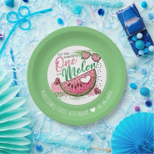 Assiettes En Carton Personnalisé Dans Un Melon Anniversaire (Fête)