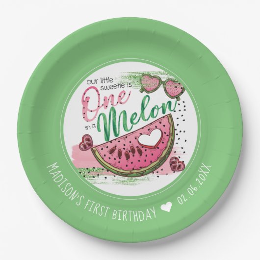 Assiettes En Carton Personnalisé Dans Un Melon Anniversaire (Devant)