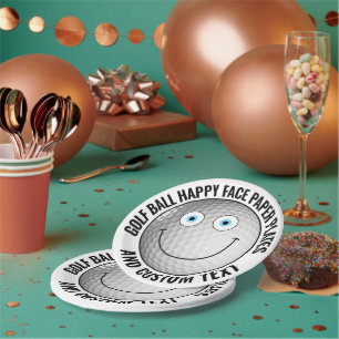 Assiettes En Carton Personnalisé Golf Thème Fête BLUE EYES Happy Face