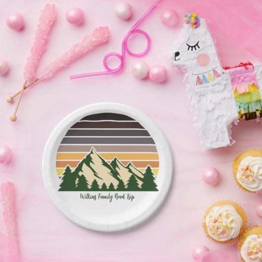 Assiettes En Carton Personnalisé Green Forest Mountain Nature Party (Fête)