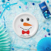 Assiettes En Carton Personnalisé Happy Face Snowman Red Bowtie (Fête)