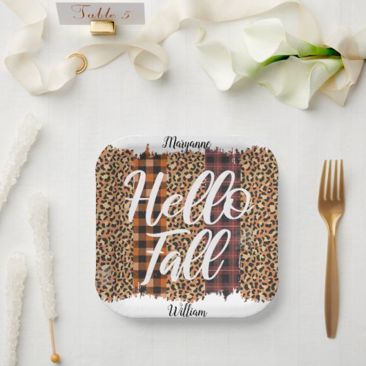 Assiettes En Carton Personnalisé Hello Fall (Mariage)