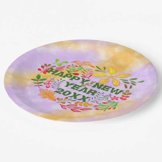 ASSIETTES EN CARTON PERSONNALISÉ HEUREUX NOUVEL AN 20XX (Angle)