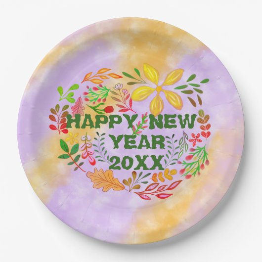 ASSIETTES EN CARTON PERSONNALISÉ HEUREUX NOUVEL AN 20XX (Devant)