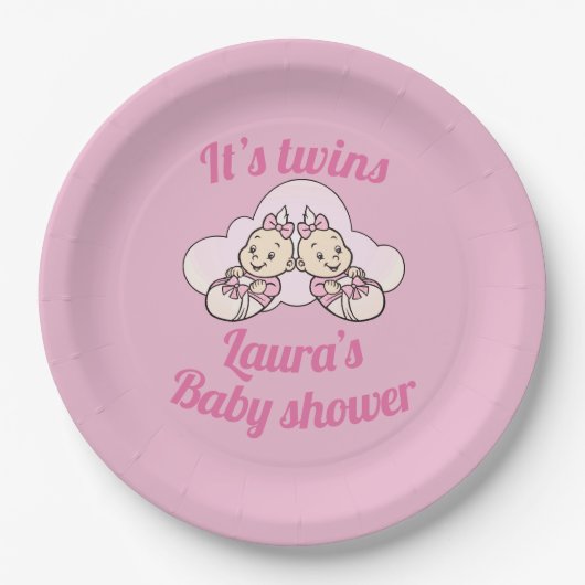 Assiettes En Carton Personnalisé, il est jumeaux baby shower plaques d (Devant)