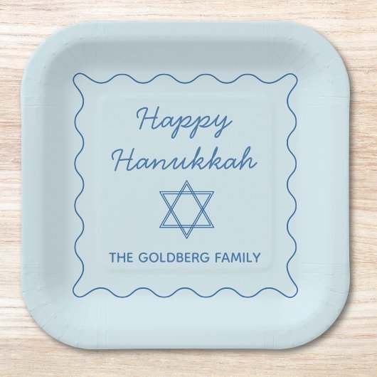 Assiettes En Carton Personnalisé Jewish Star Blue Happy Hanoukka Party