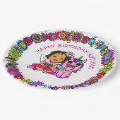 Assiettes En Carton Personnalisé Joyeux Anniversaire licorne et fée (Angle)